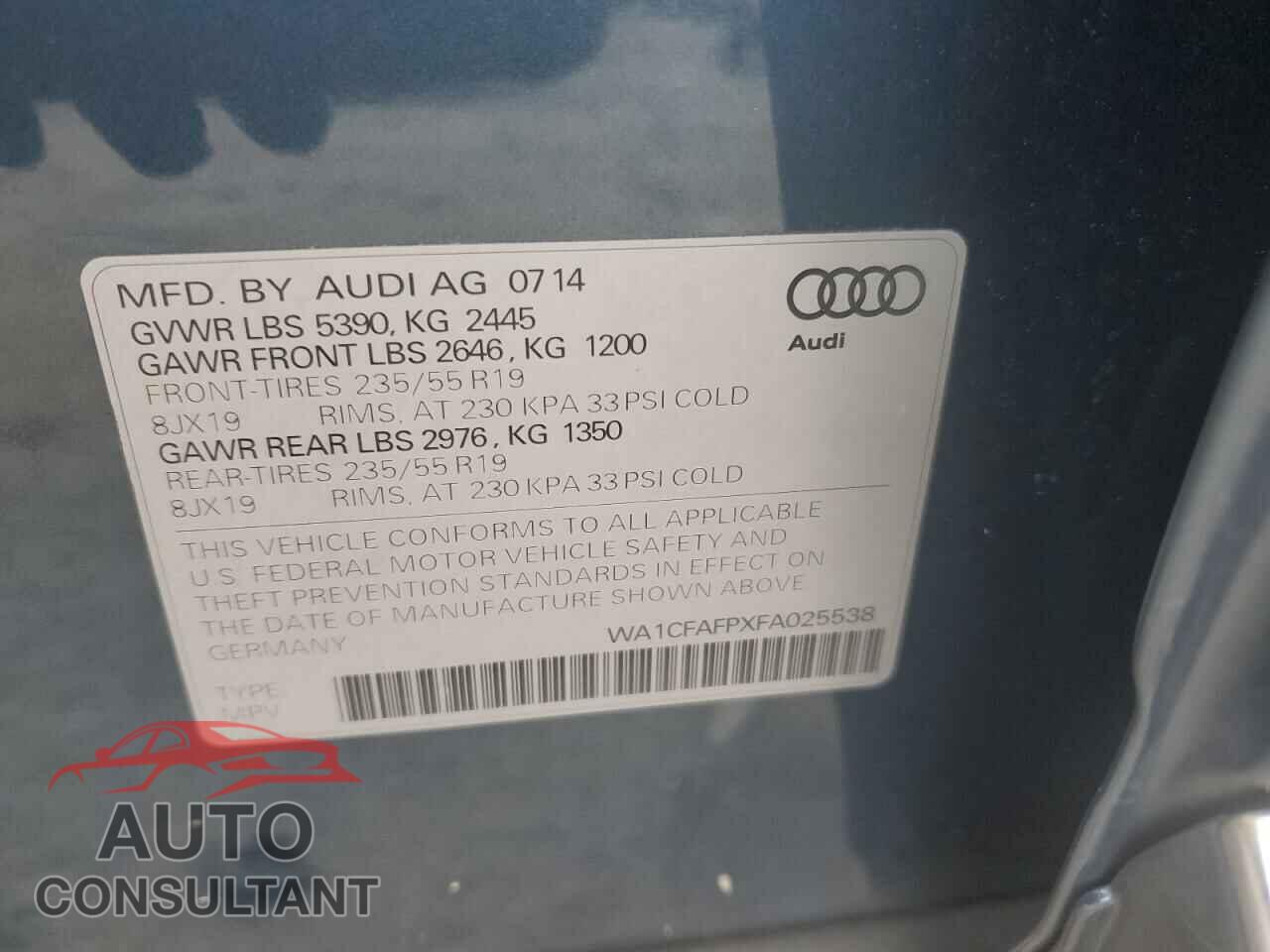 AUDI Q5 2015 - WA1CFAFPXFA025538