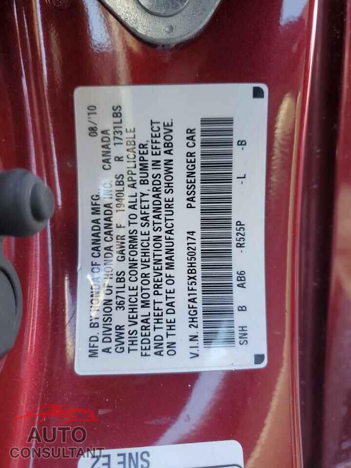 HONDA CIVIC 2011 - 2HGFA1F5XBH502174