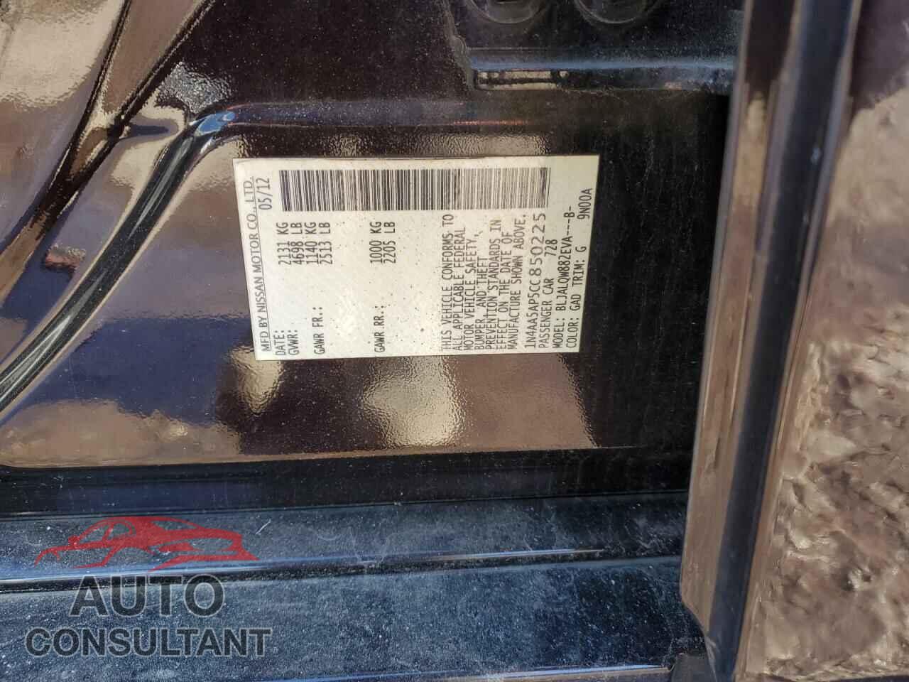 NISSAN MAXIMA 2012 - 1N4AA5AP5CC850225