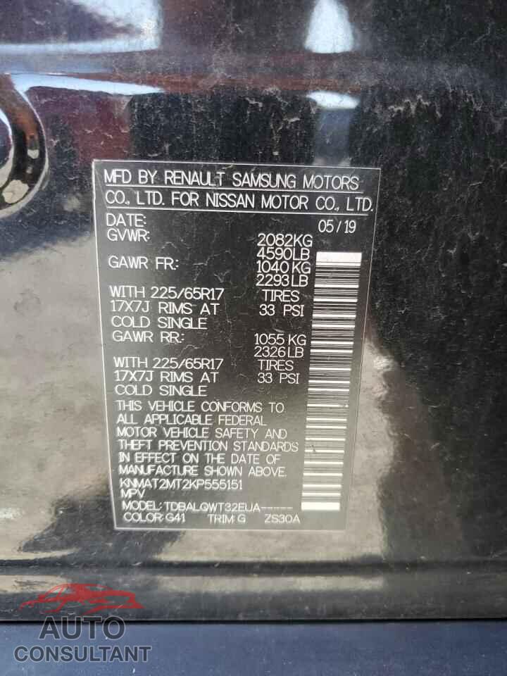 NISSAN ROGUE 2019 - KNMAT2MT2KP555151
