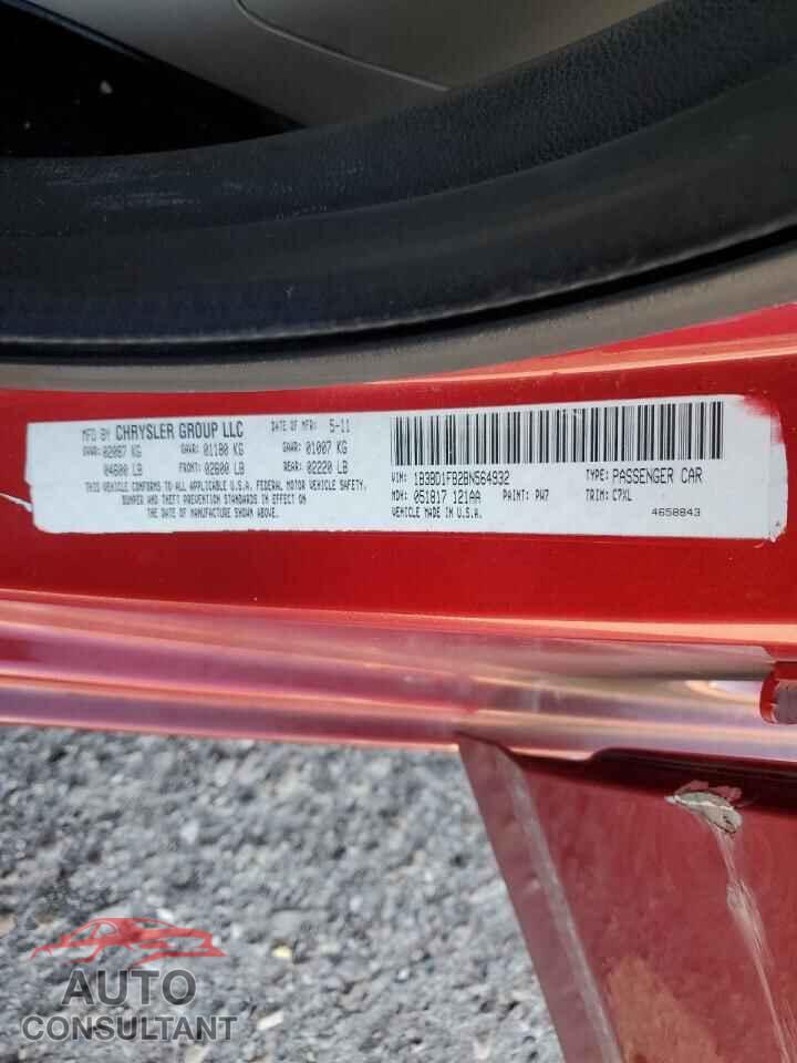 DODGE AVENGER 2011 - 1B3BD1FB2BN564932