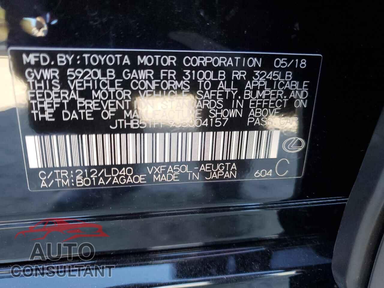 LEXUS LS500 2018 - JTHB51FF9J5004157
