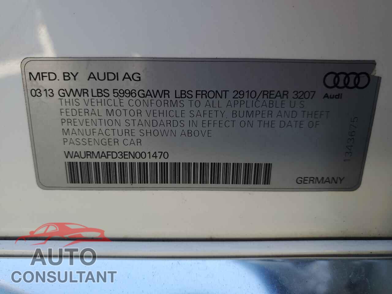 AUDI A8 2014 - WAURMAFD3EN001470