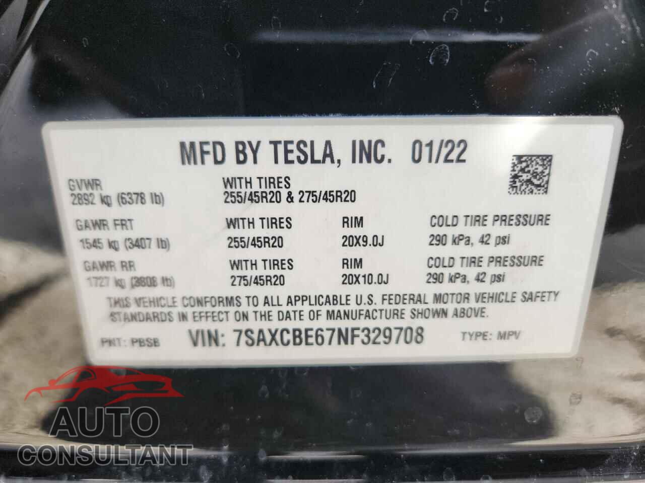 TESLA MODEL X 2022 - 7SAXCBE67NF329708