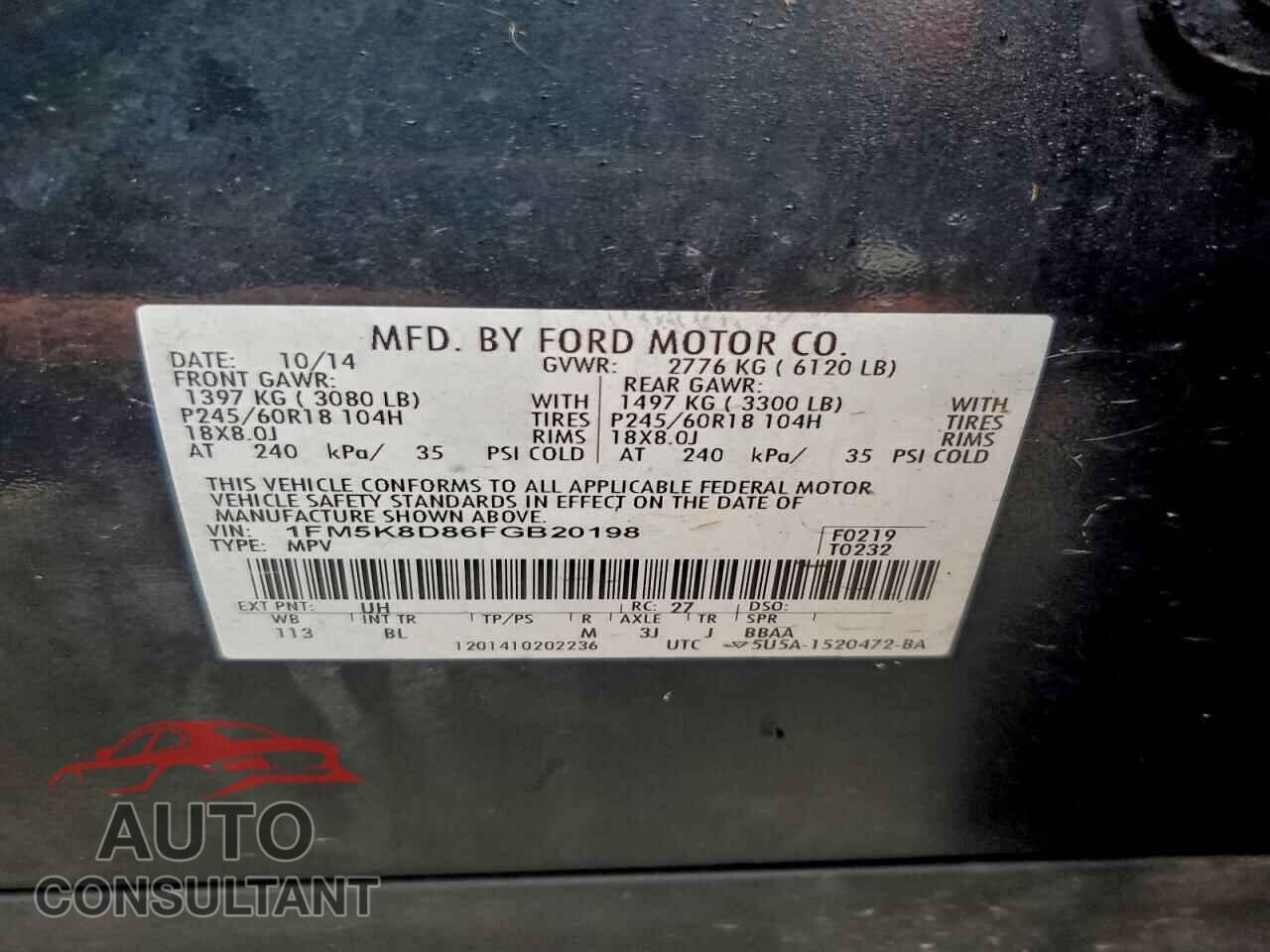 FORD EXPLORER 2015 - 1FM5K8D86FGB20198