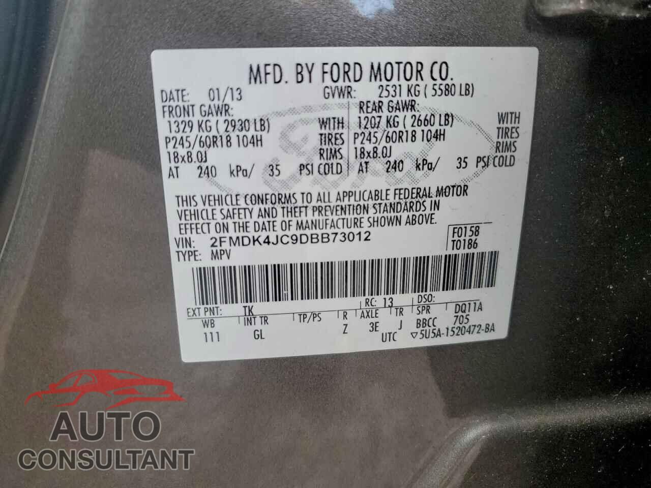 FORD EDGE 2013 - 2FMDK4JC9DBB73012