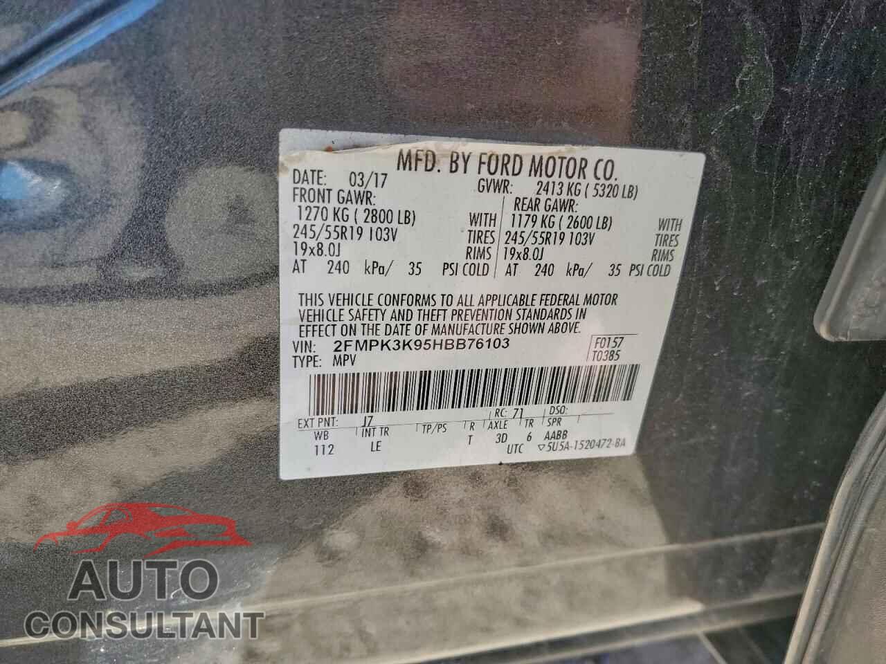 FORD EDGE 2017 - 2FMPK3K95HBB76103