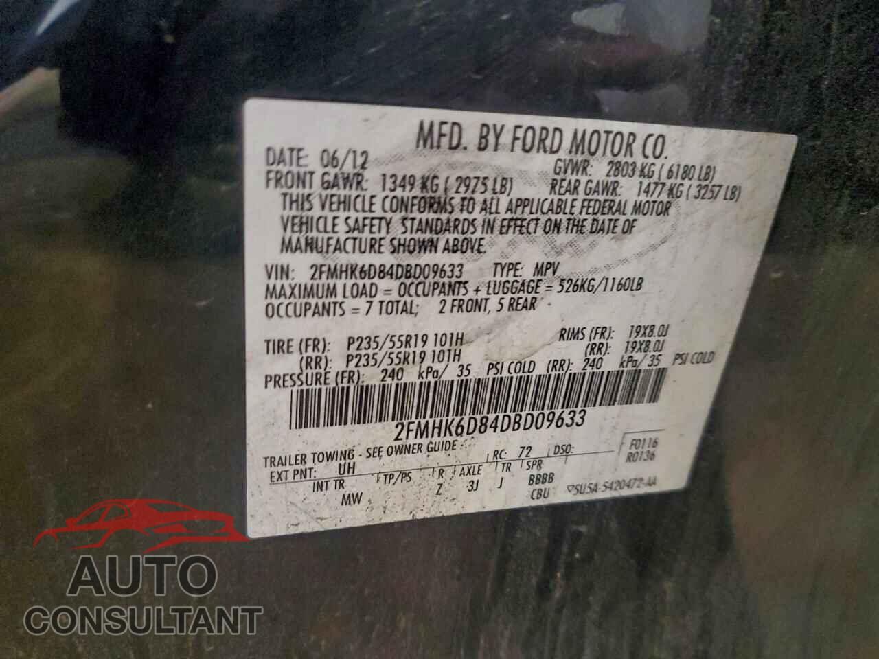 FORD FLEX 2013 - 2FMHK6D84DBD09633