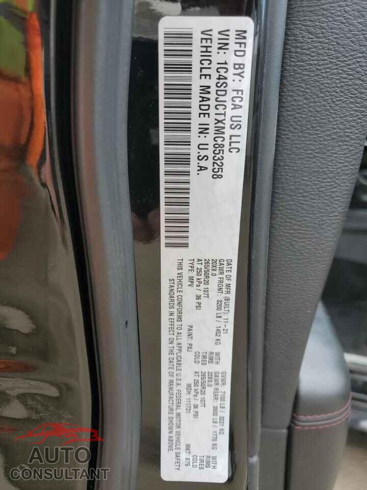 DODGE DURANGO 2021 - 1C4SDJCTXMC853258