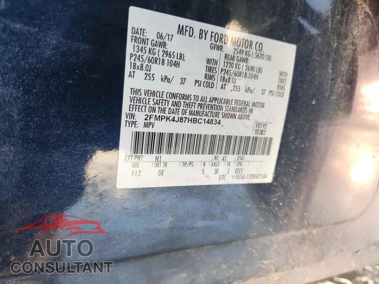 FORD EDGE 2017 - 2FMPK4J87HBC14834