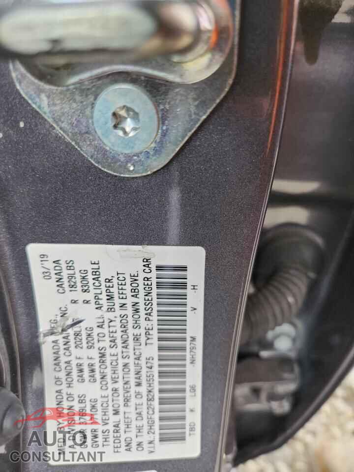 HONDA CIVIC 2019 - 2HGFC2F82KH551475