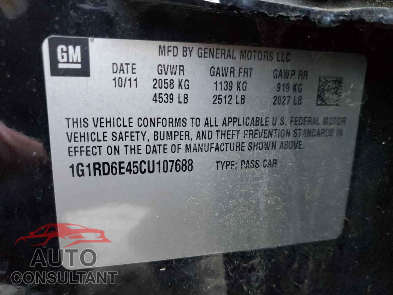 CHEVROLET VOLT 2012 - 1G1RD6E45CU107688
