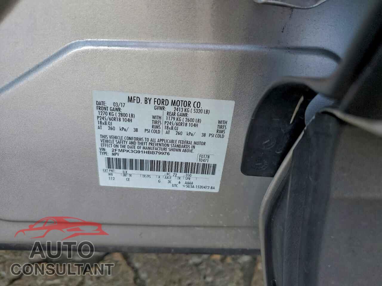 FORD EDGE 2017 - 2FMPK3G91HBB79976