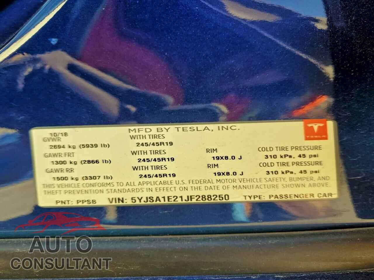 TESLA MODEL S 2018 - 5YJSA1L21JF288250