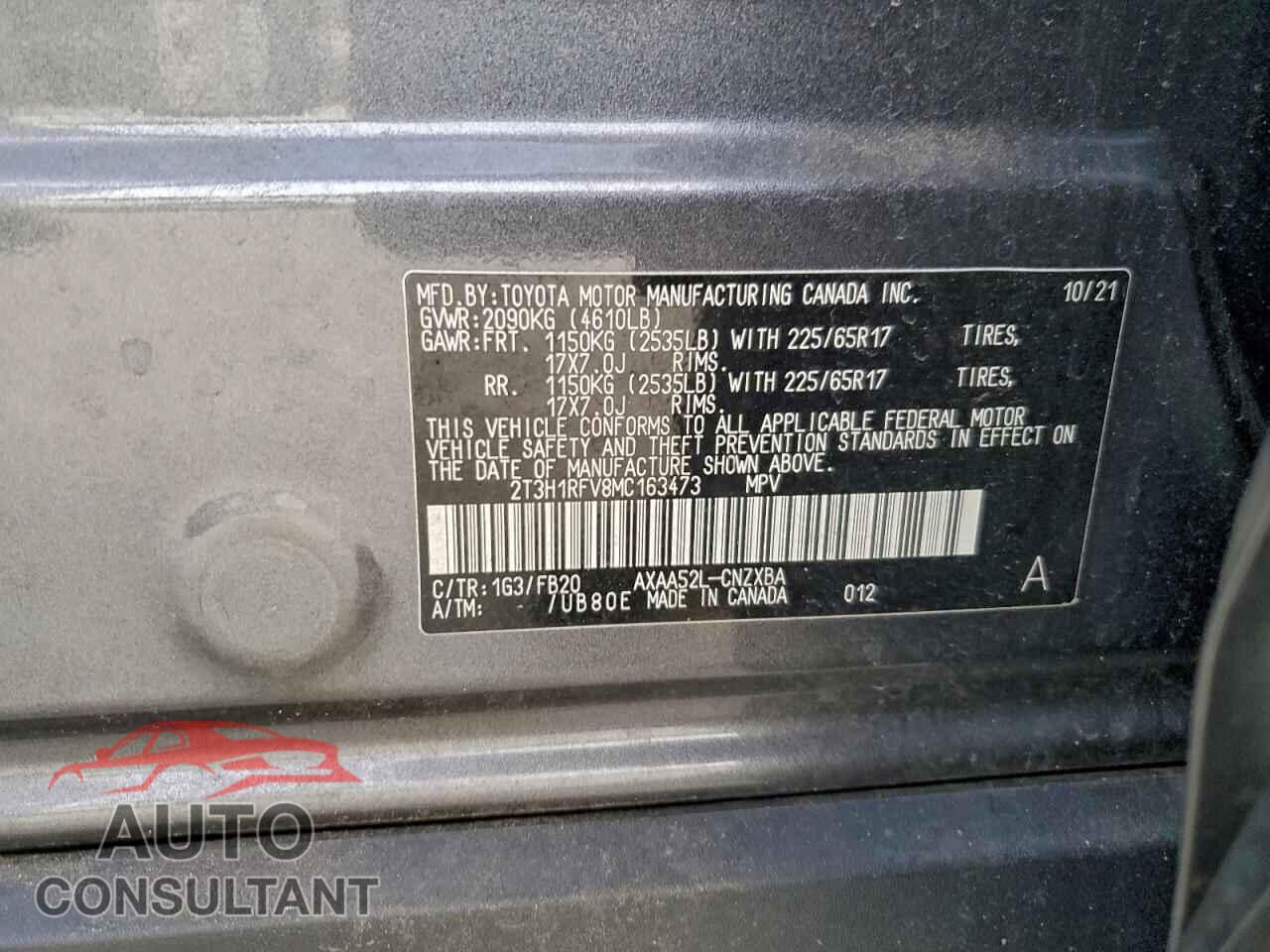 TOYOTA RAV4 2021 - 2T3H1RFV8MC163473