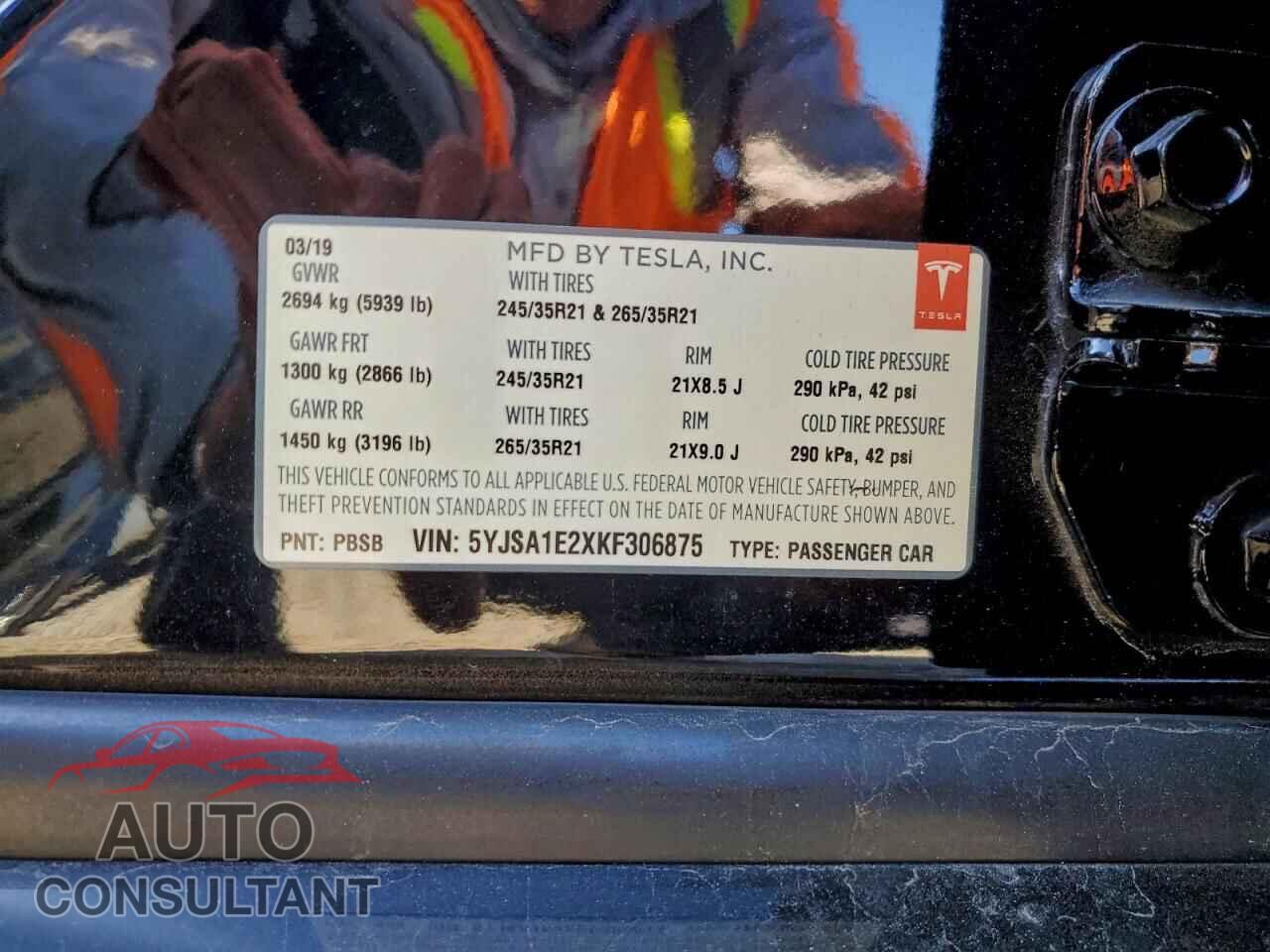 TESLA MODEL S 2019 - 5YJSA1E2XKF306875