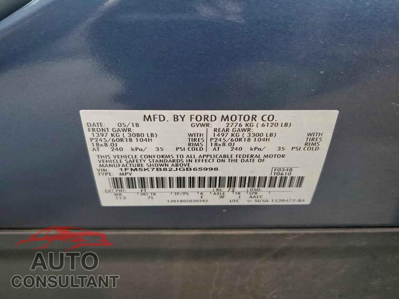 FORD EXPLORER 2018 - 1FM5K7B82JGB65998