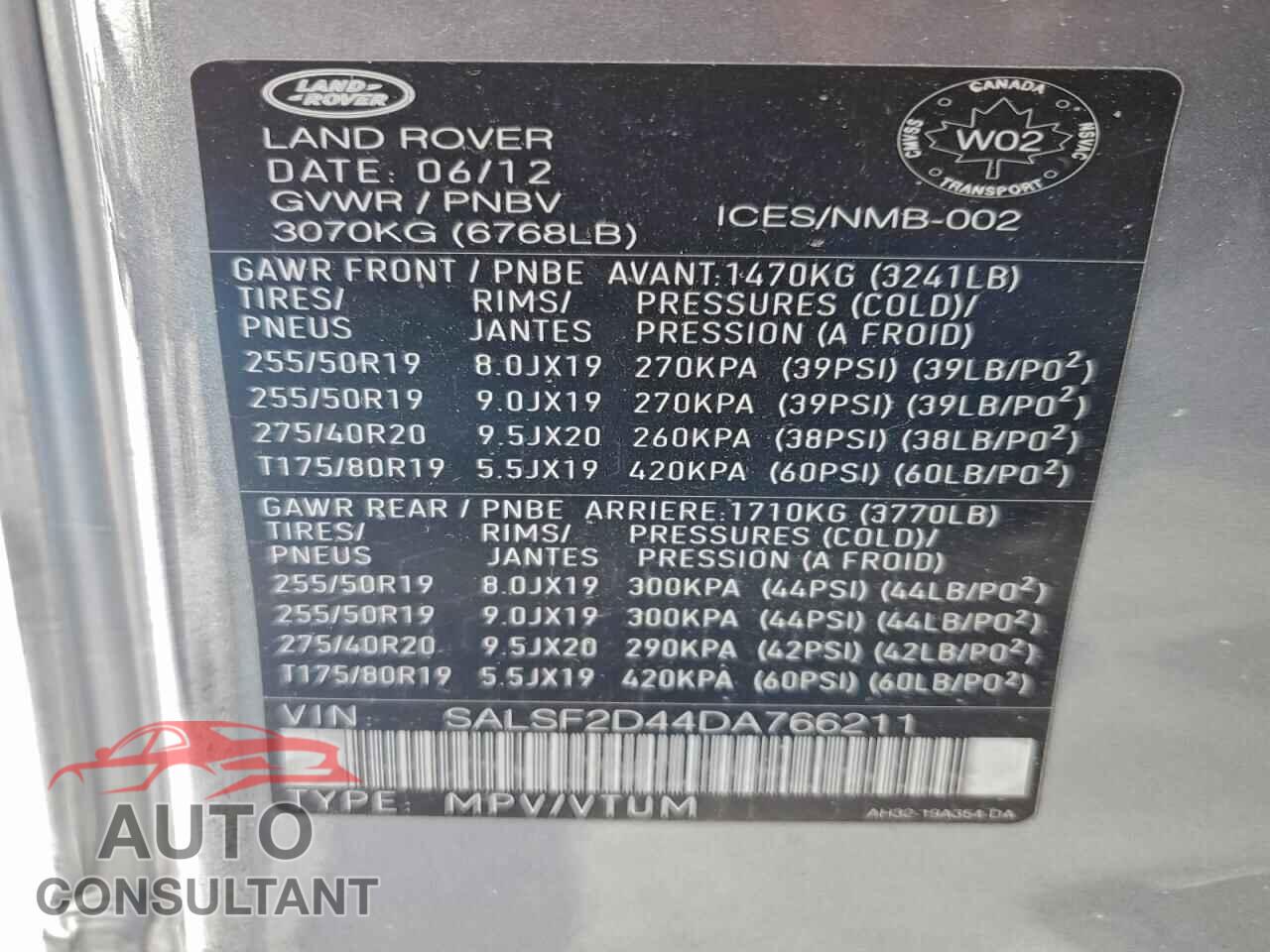 LAND ROVER RANGEROVER 2013 - SALSF2D44DA766211
