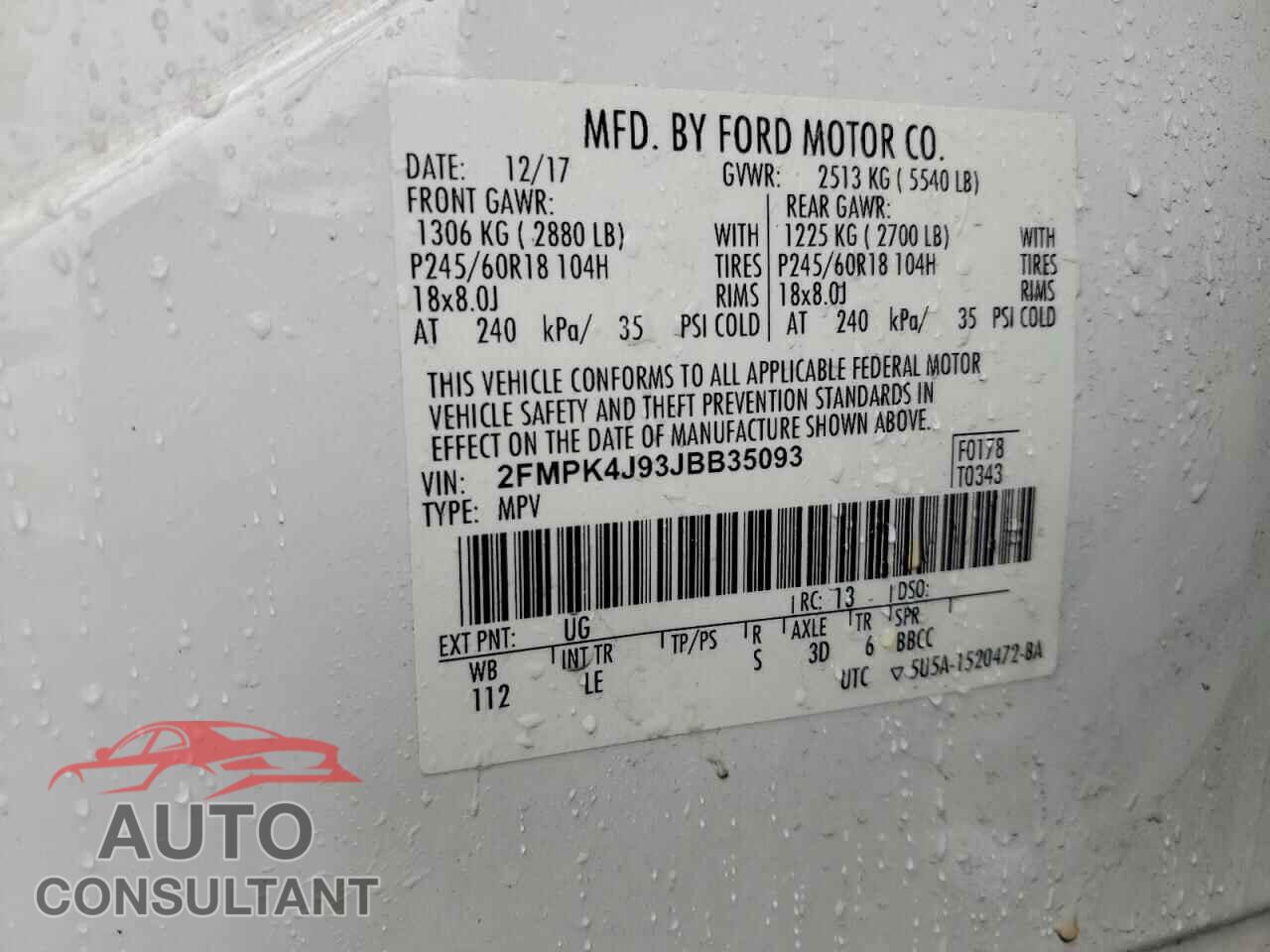 FORD EDGE 2018 - 2FMPK4J93JBB35093