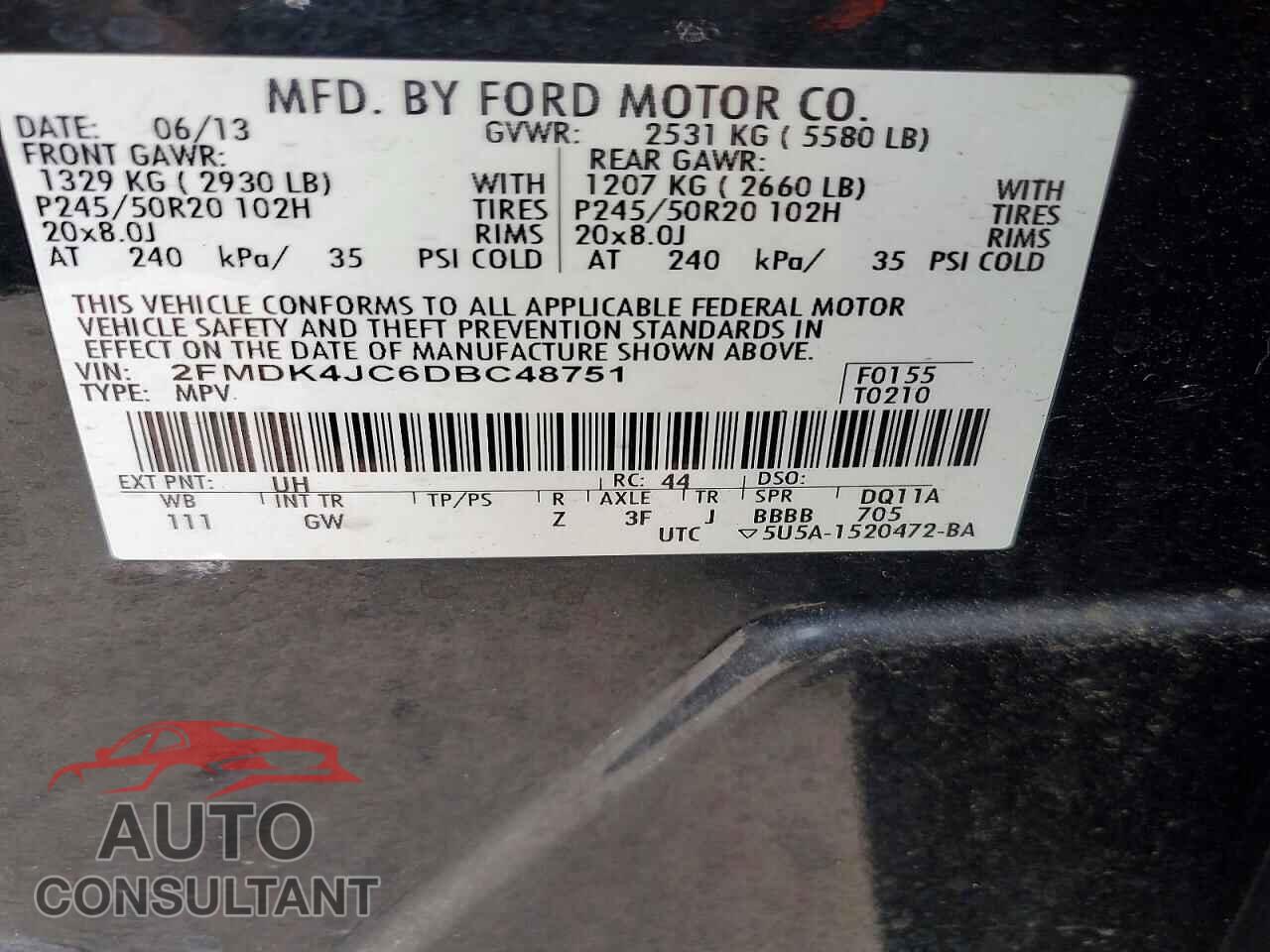 FORD EDGE 2013 - 2FMDK4JC6DBC48751