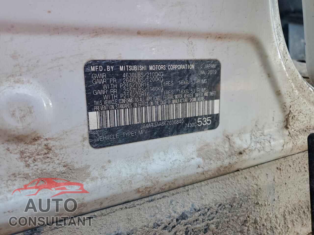 MITSUBISHI ECLIPSE 2019 - JA4AT3AA6KZ036840
