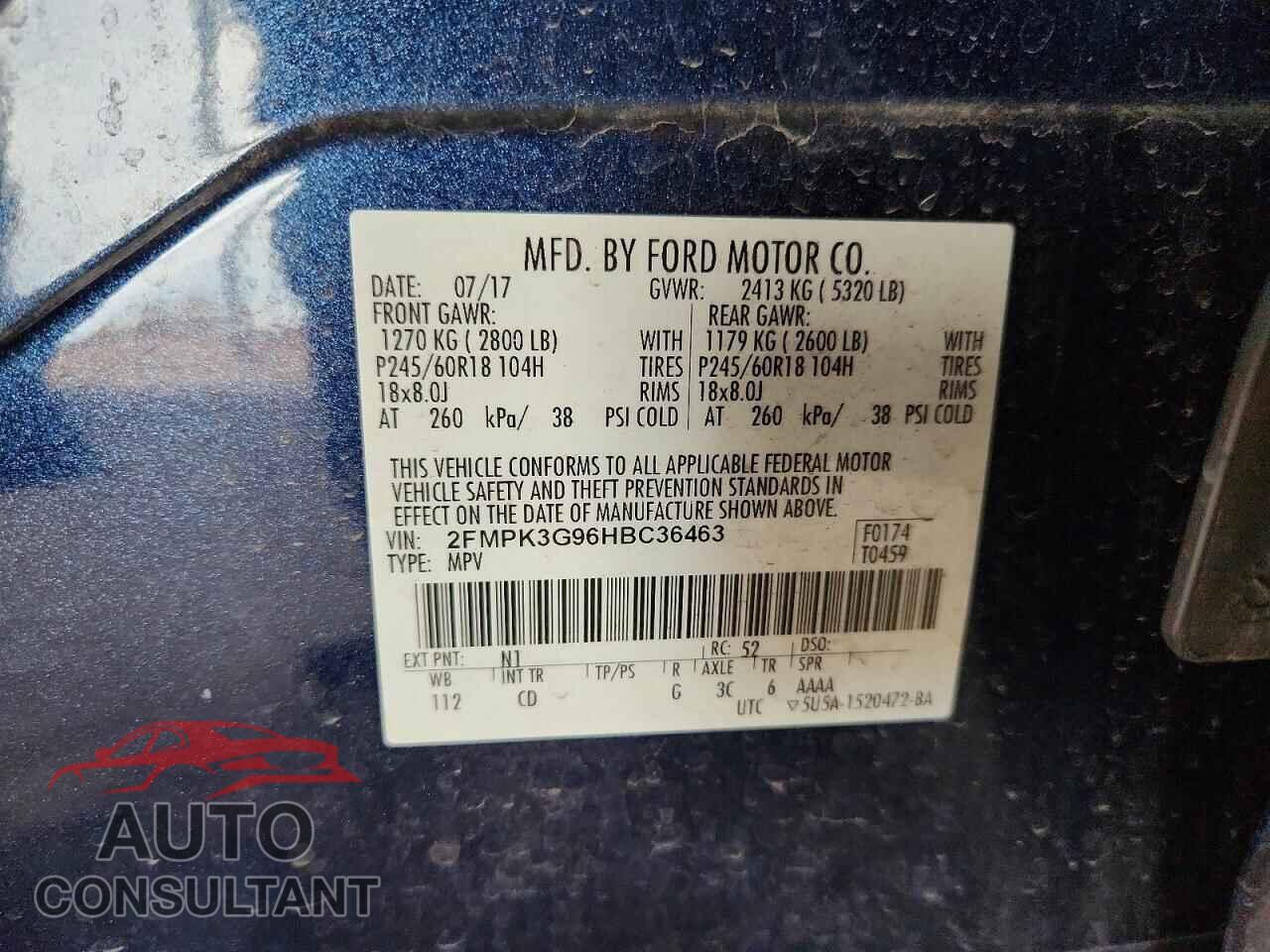 FORD EDGE 2017 - 2FMPK3G96HBC36463