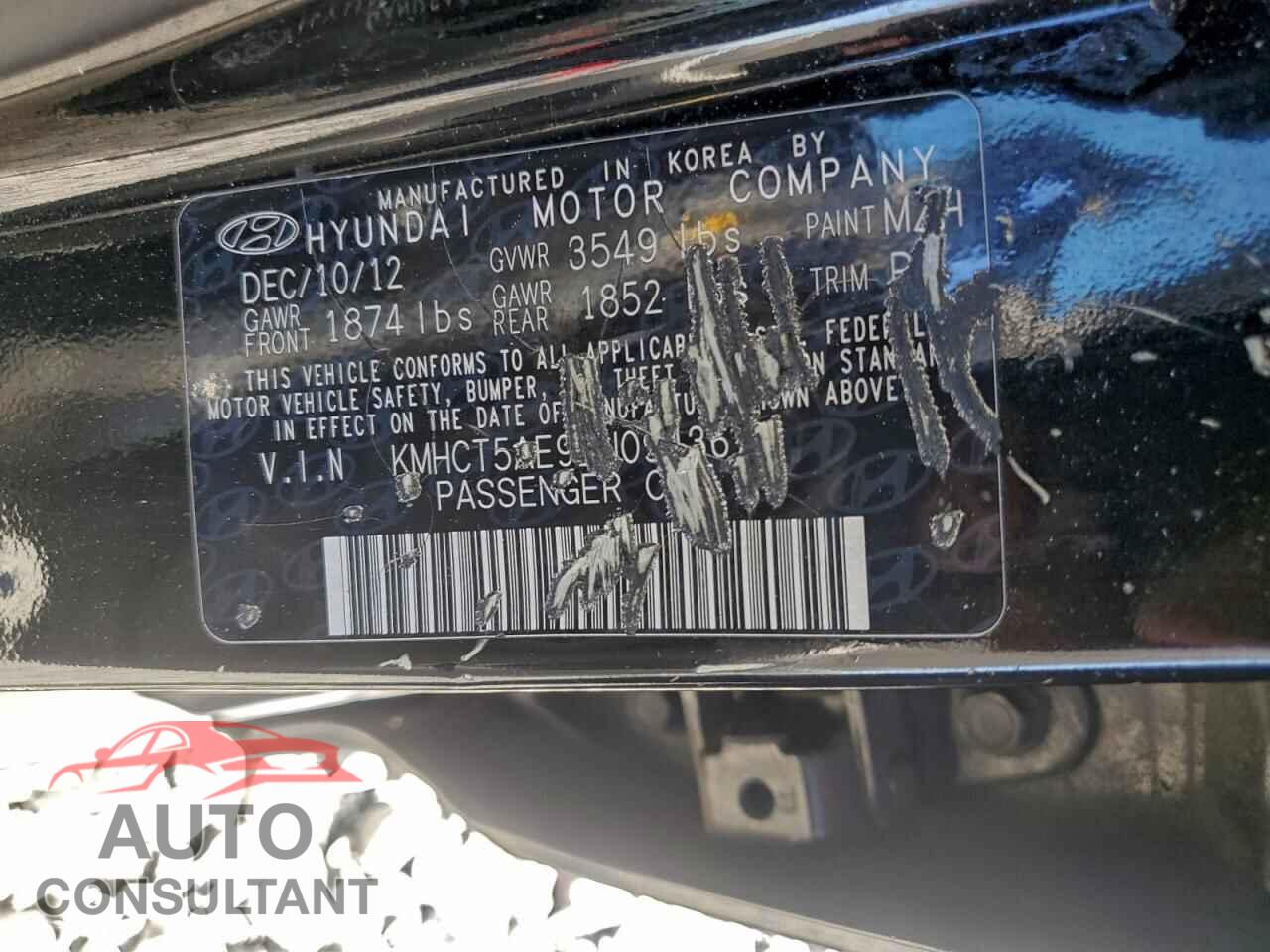 HYUNDAI ACCENT 2013 - KMHCT5AE9DU094367