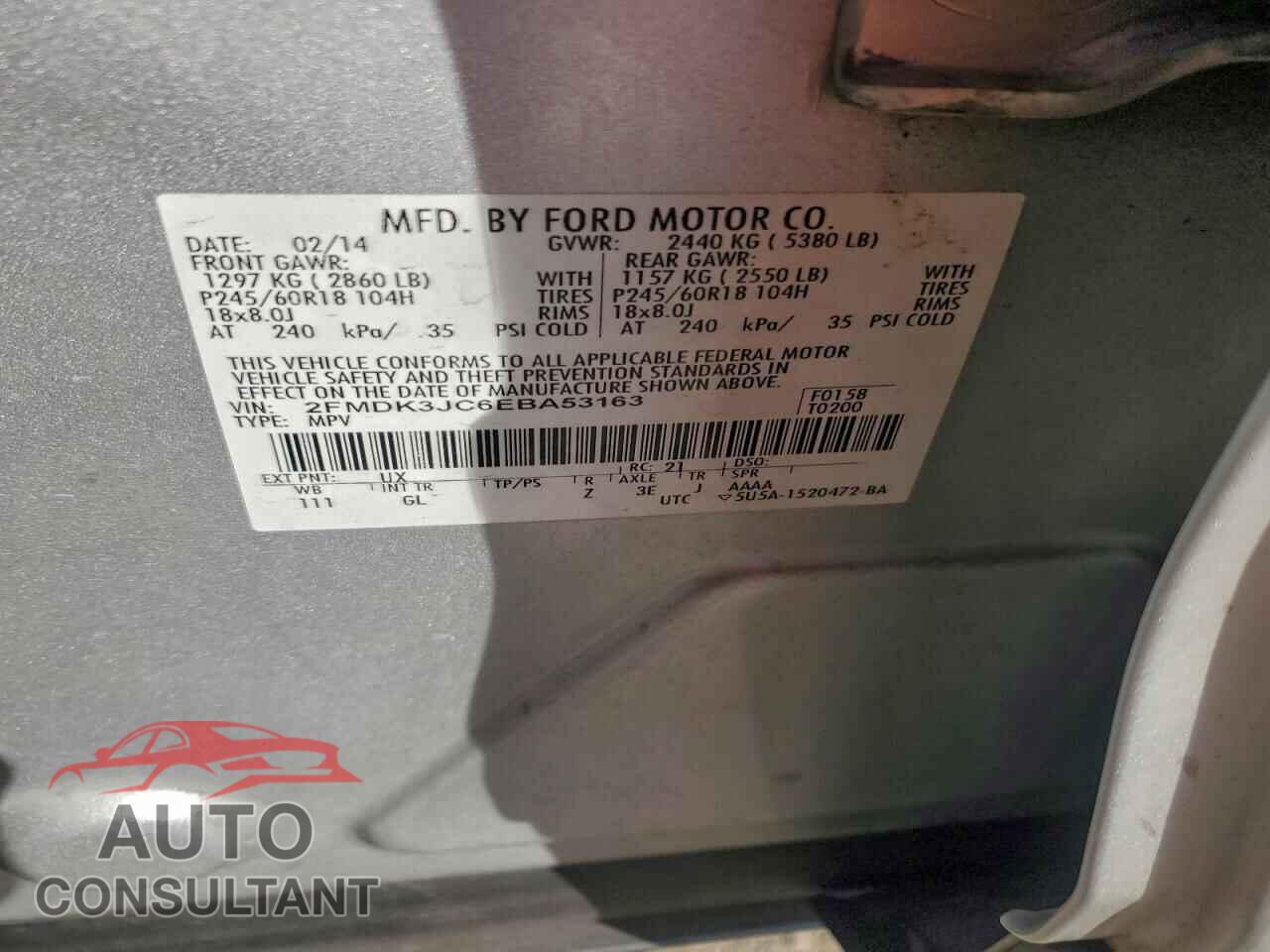 FORD EDGE 2014 - 2FMDK3JC6EBA53163