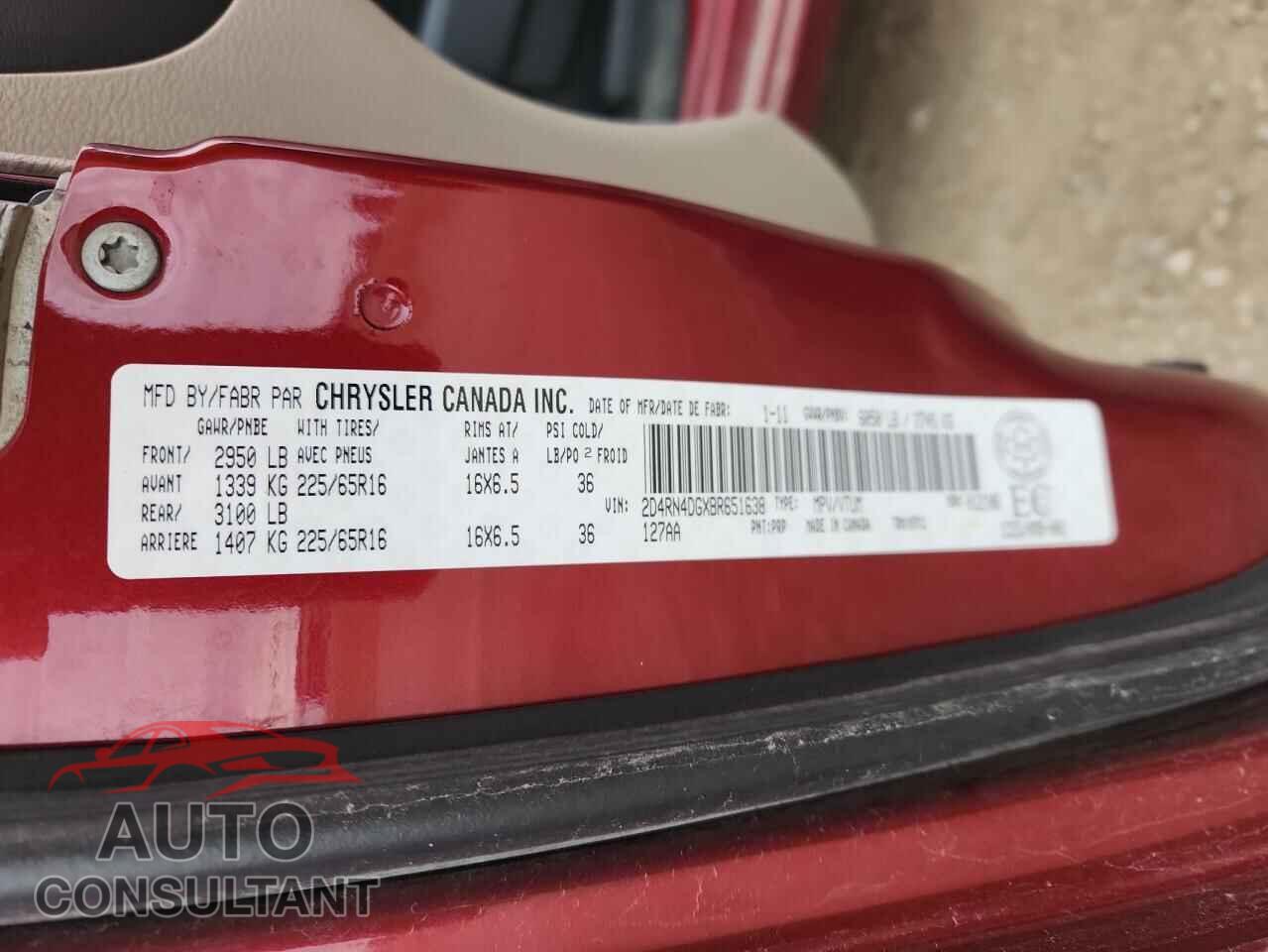 DODGE CARAVAN 2011 - 2D4RN4DGXBR651638