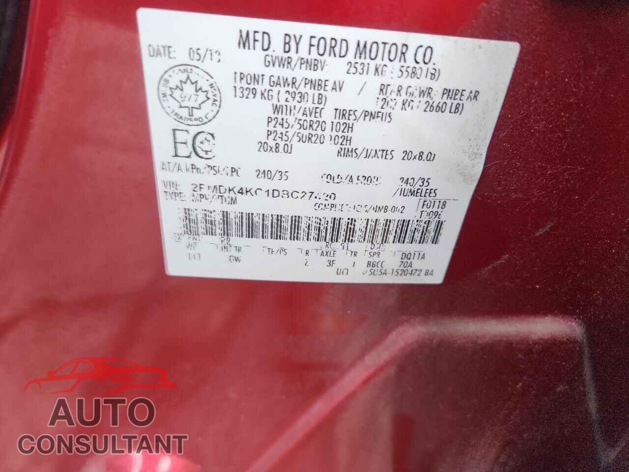 FORD EDGE 2013 - 2FMDK4KC1DBC27420