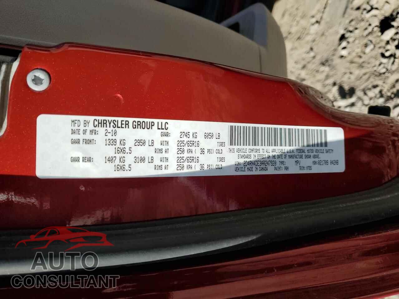 DODGE CARAVAN 2010 - 2D4RN4DE3AR247920