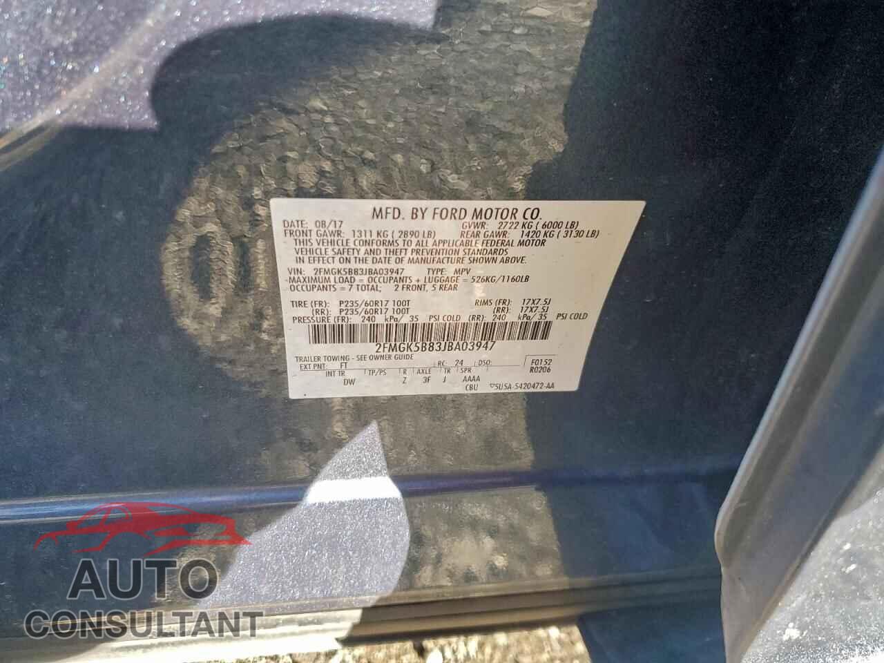 FORD FLEX 2018 - 2FMGK5B83JBA03947