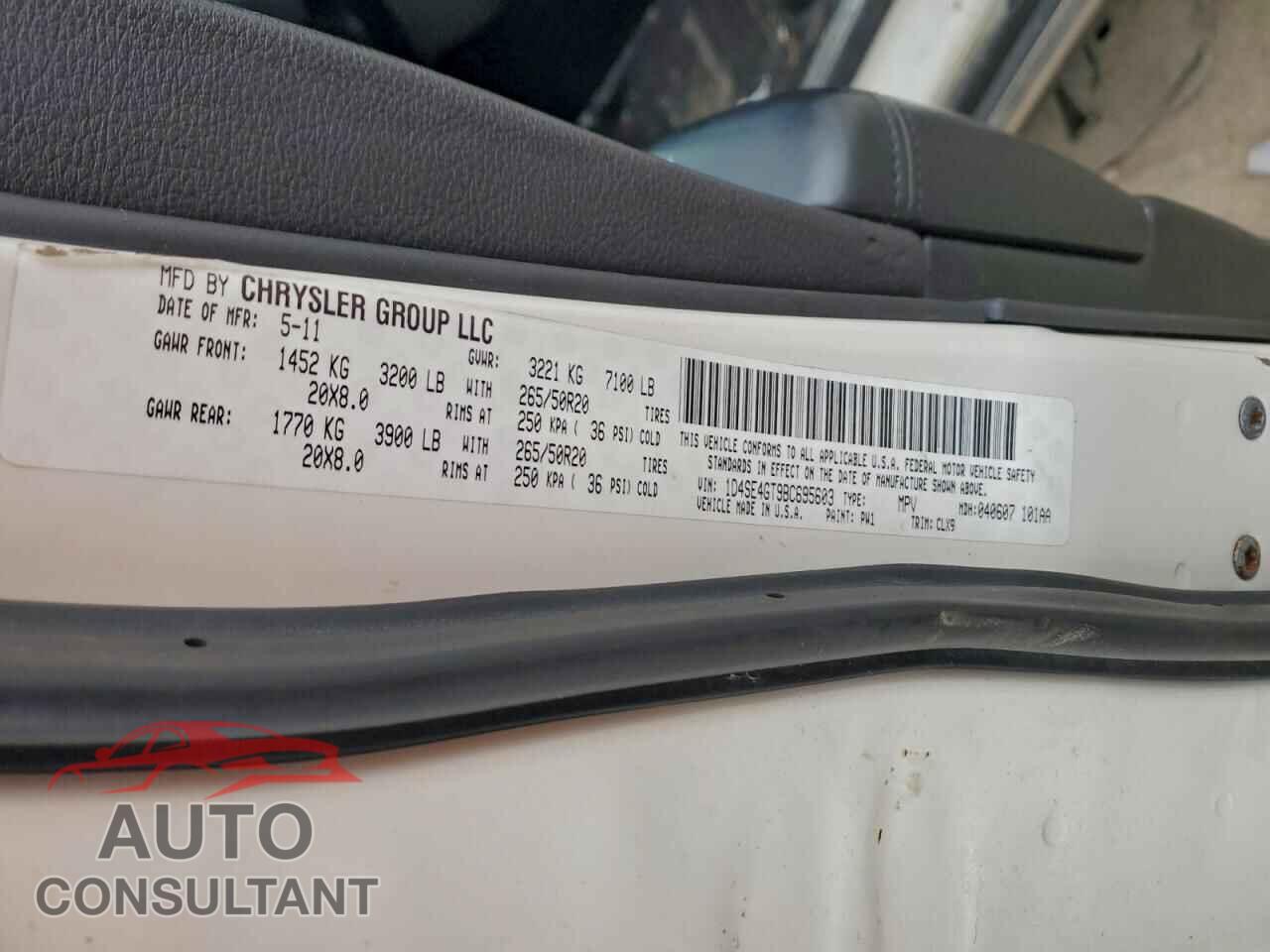 DODGE DURANGO 2011 - 1D4SE4GT9BC695603