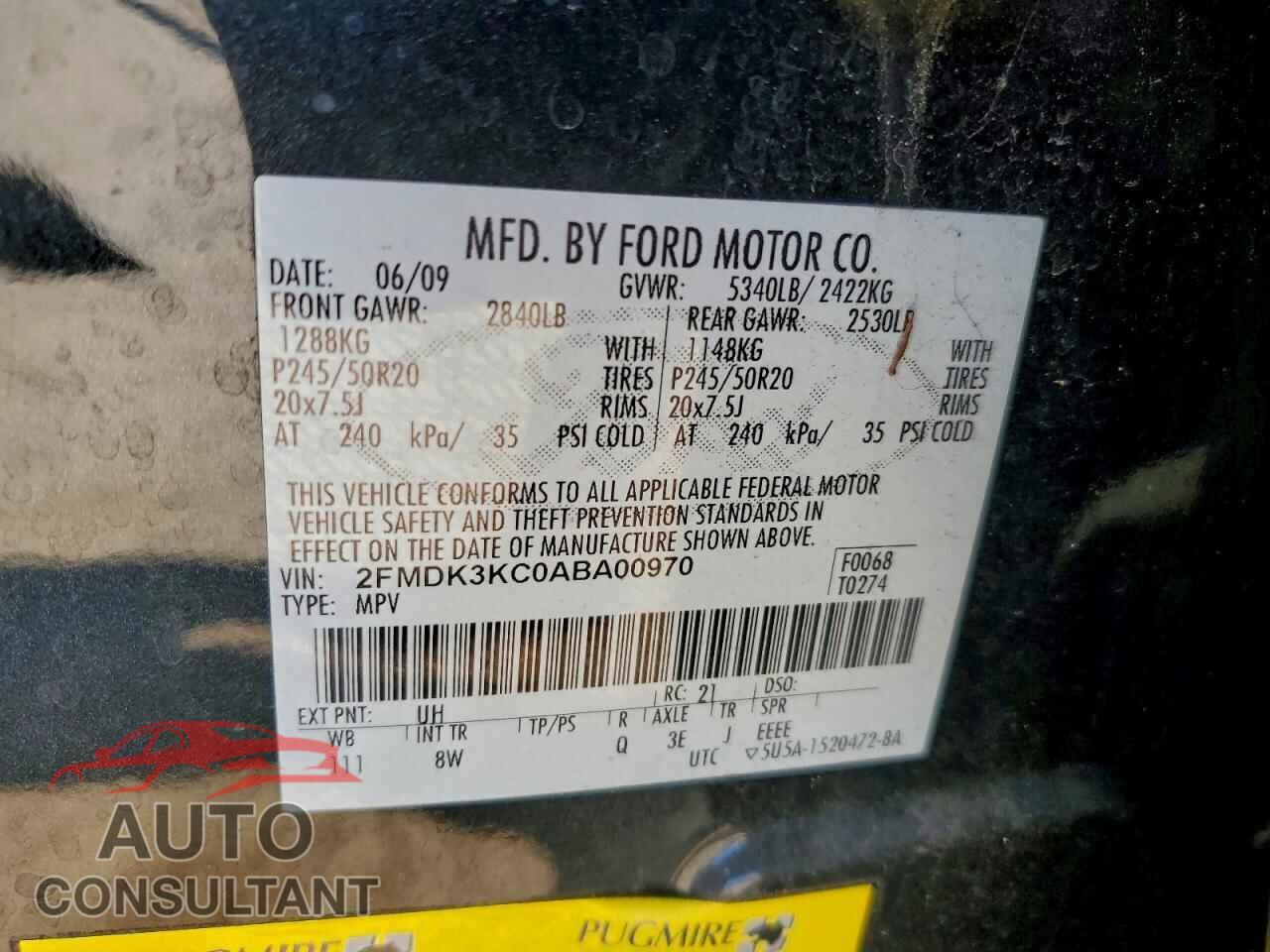 FORD EDGE 2010 - 2FMDK3KC0ABA00970