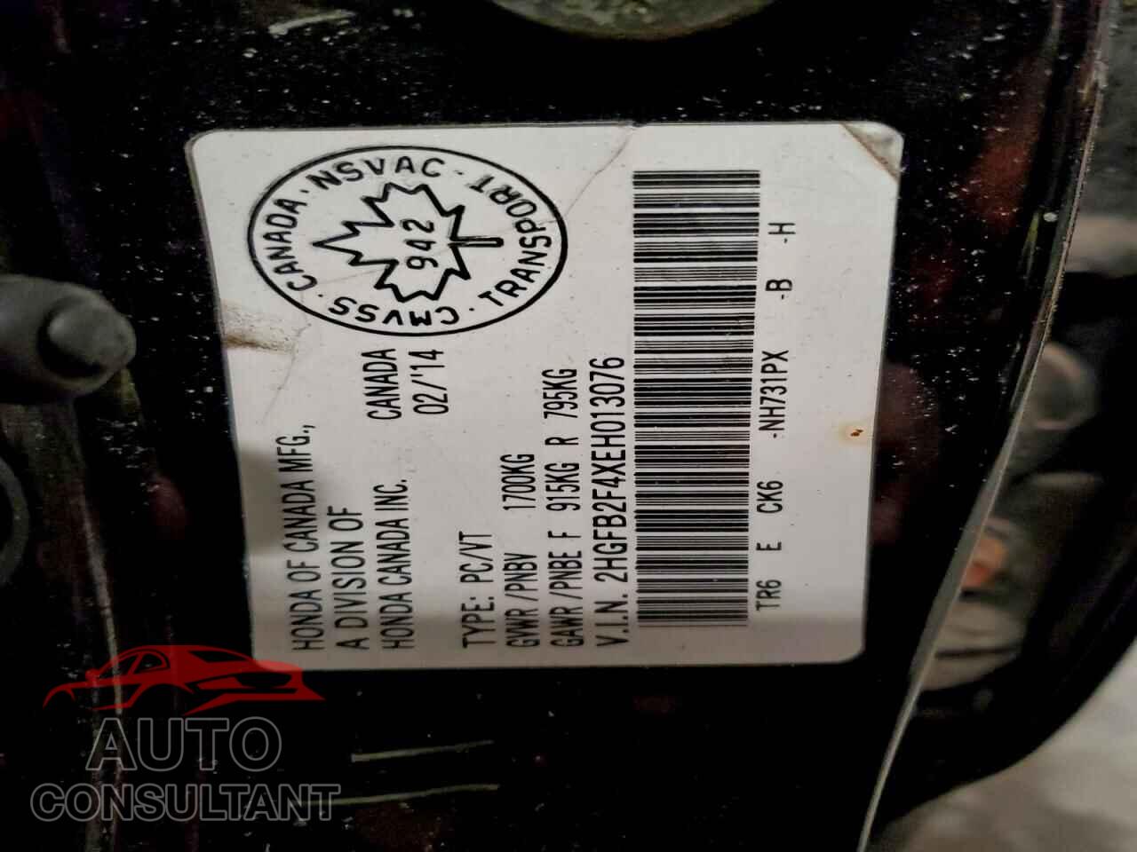 HONDA CIVIC 2014 - 2HGFB2F4XEH013076