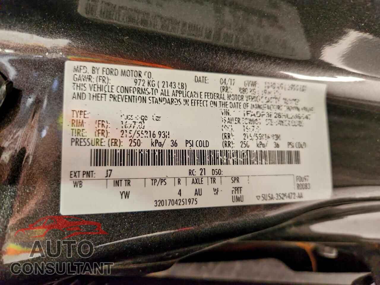 FORD FOCUS 2017 - 1FADP3F28HL269547