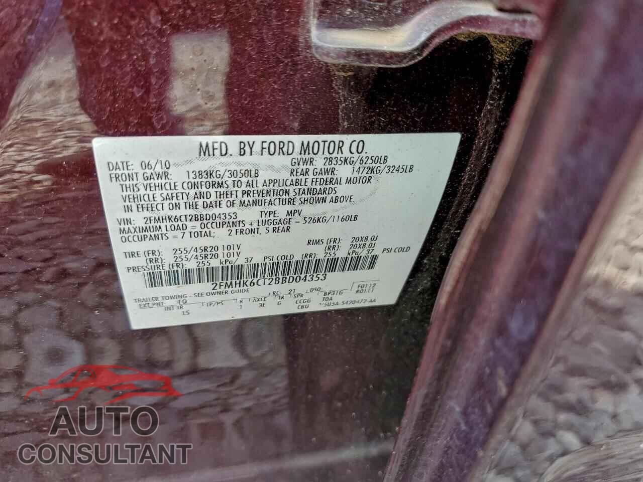 FORD FLEX 2011 - 2FMHK6CT2BBD04353