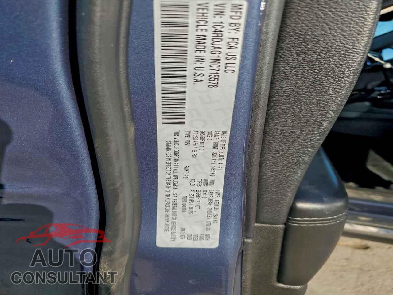 DODGE DURANGO 2021 - 1C4RDJAG1MC715578