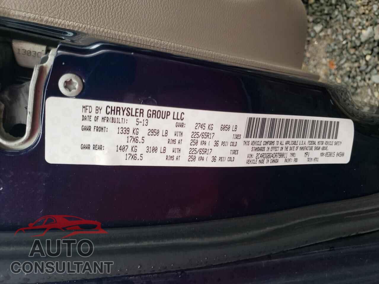 DODGE CARAVAN 2013 - 2C4RDGBG4DR790011