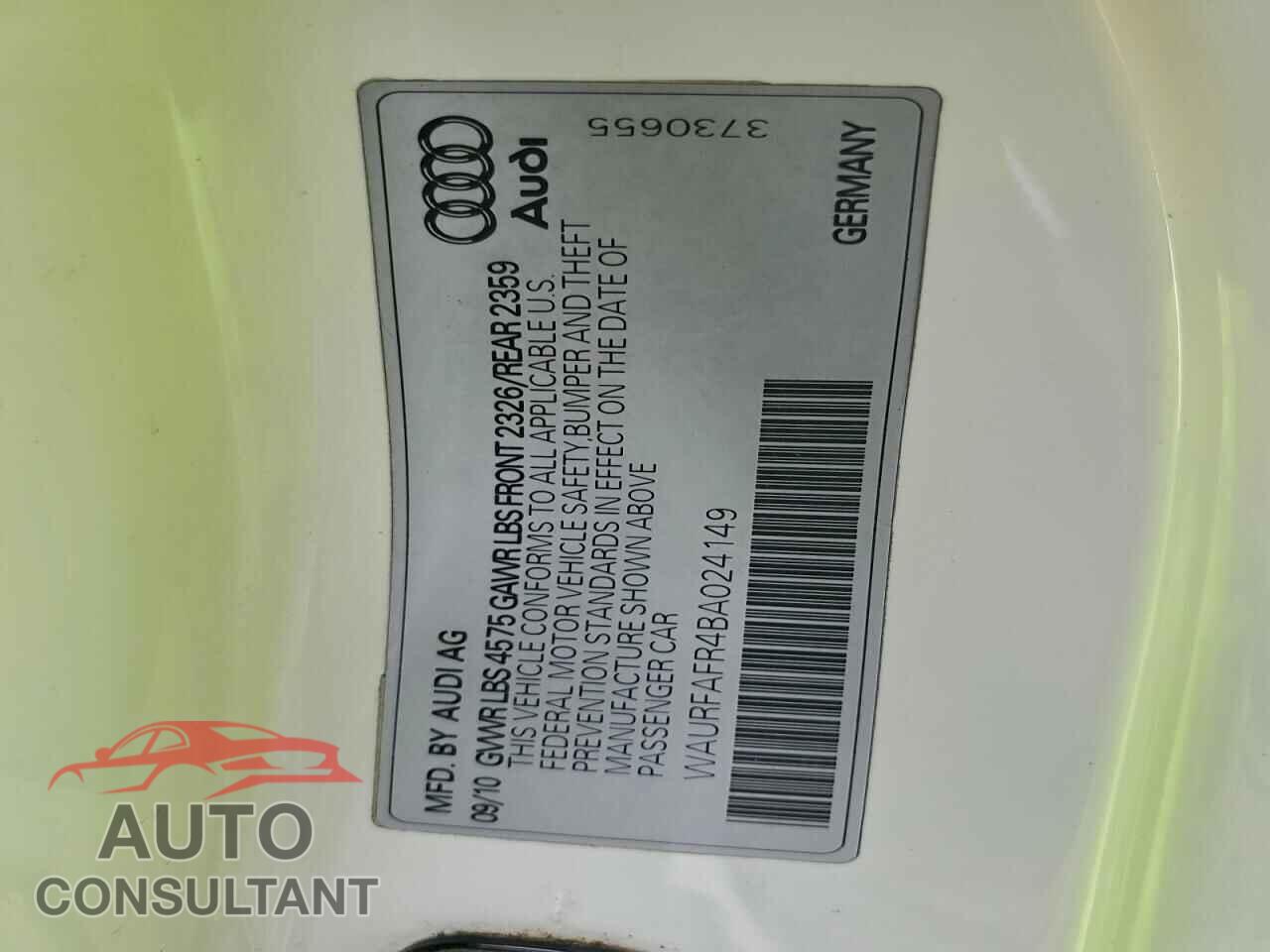 AUDI A5 2011 - WAURFAFR4BA024149