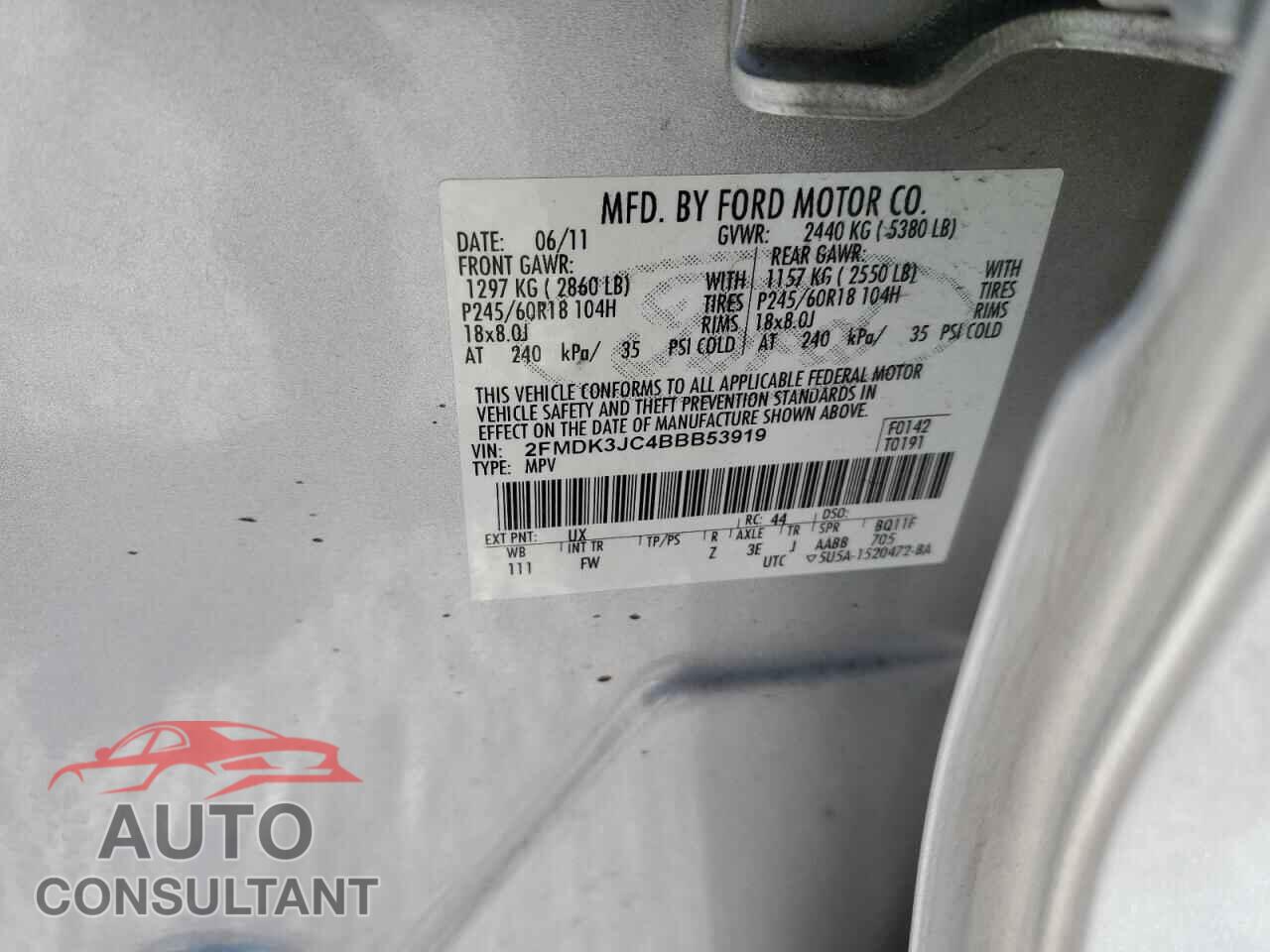 FORD EDGE 2011 - 2FMDK3JC4BBB53919