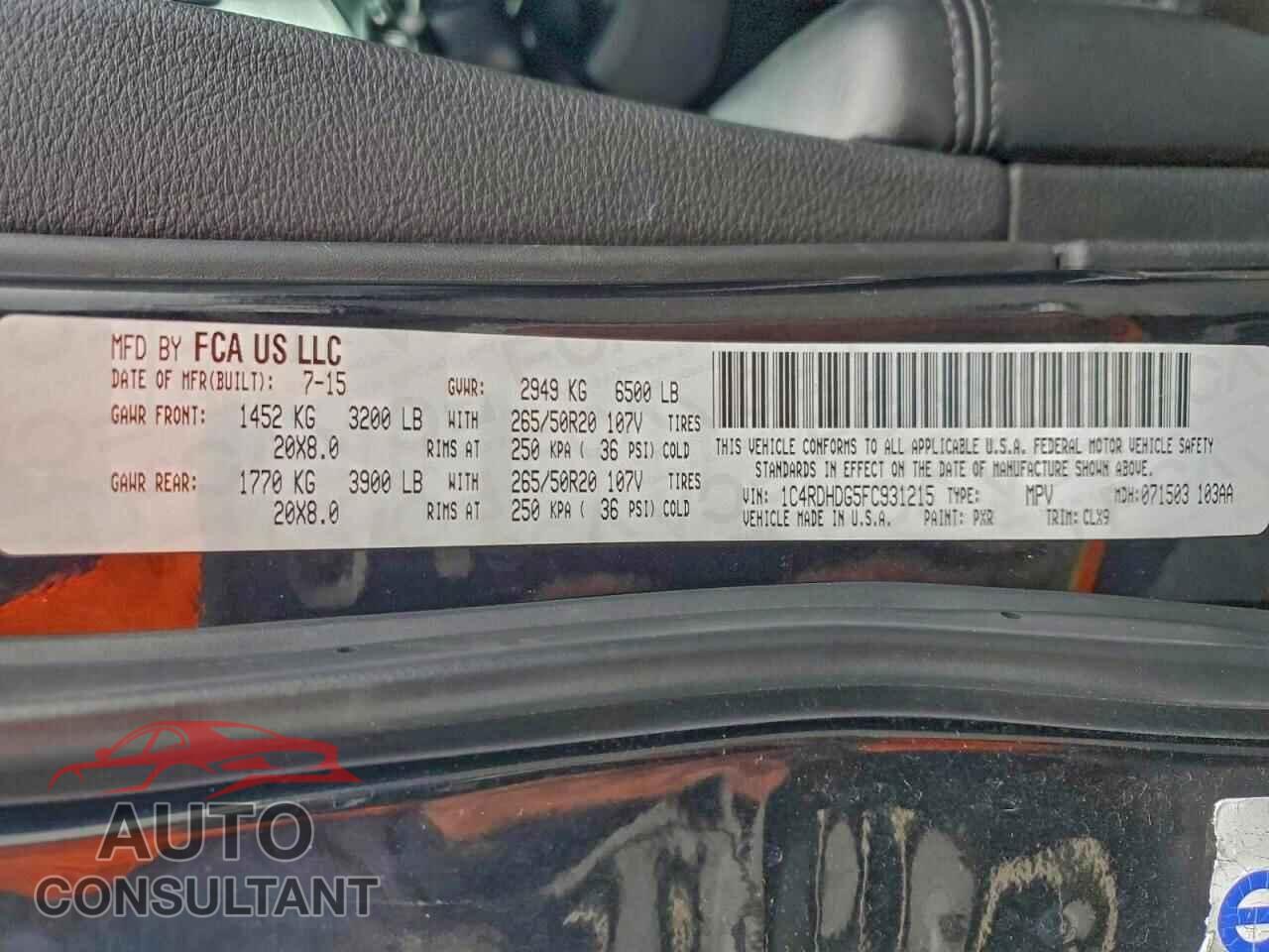 DODGE DURANGO 2015 - 1C4RDHDG5FC931215