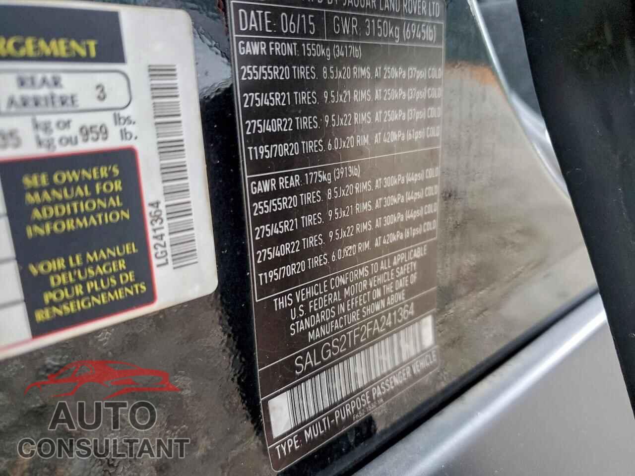 LAND ROVER RANGEROVER 2015 - SALGS2TF2FA241364