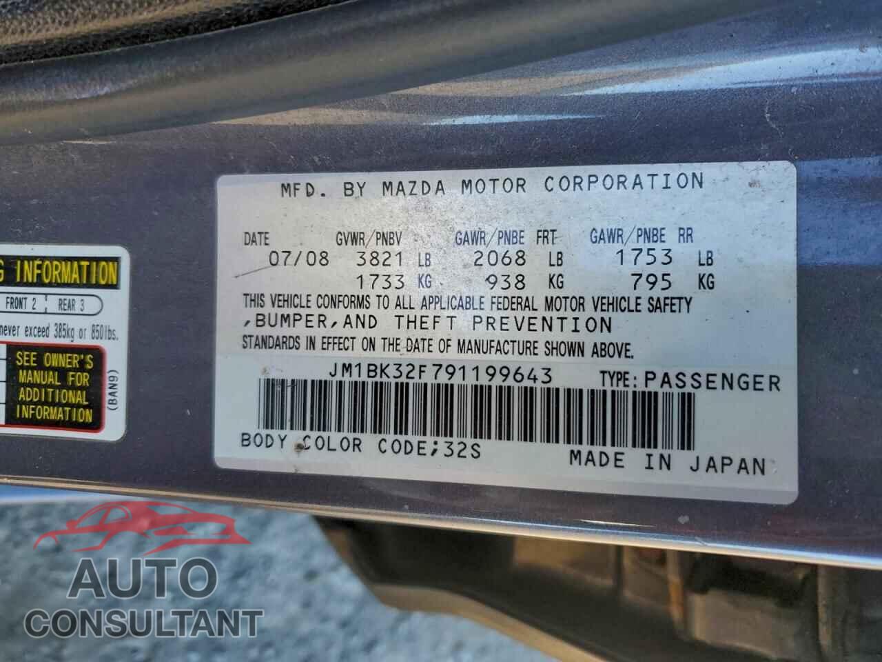 MAZDA 3 2009 - JM1BK32F791199643