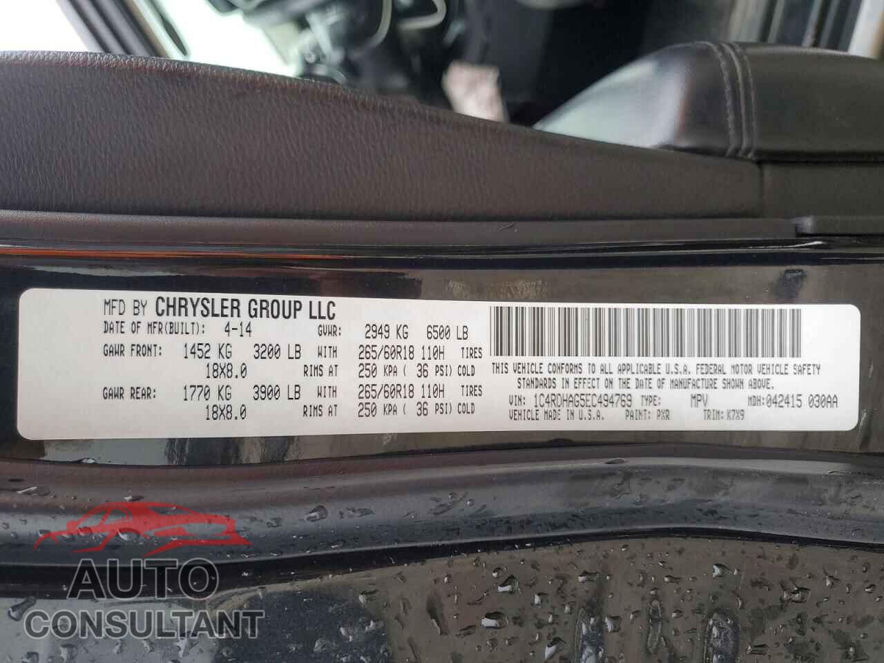 DODGE DURANGO 2014 - 1C4RDHAG5EC494769