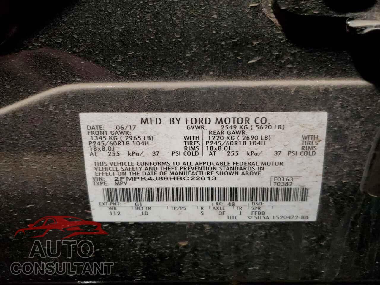 FORD EDGE 2017 - 2FMPK4J89HBC22613