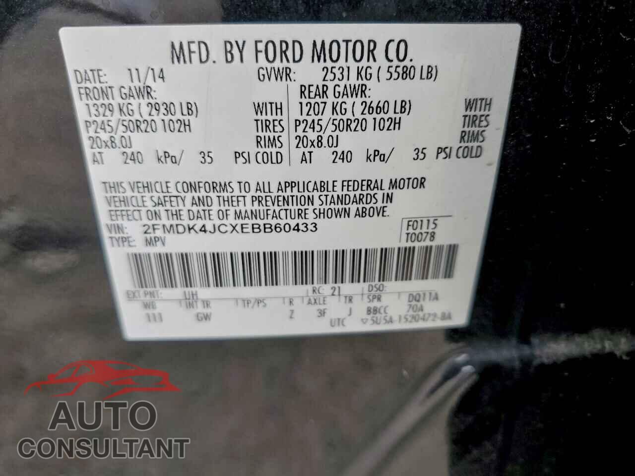 FORD EDGE 2014 - 2FMDK4JCXEBB60433