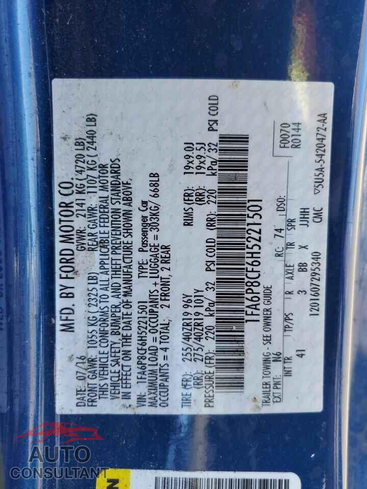 FORD MUSTANG 2017 - 1FA6P8CF6H5221501