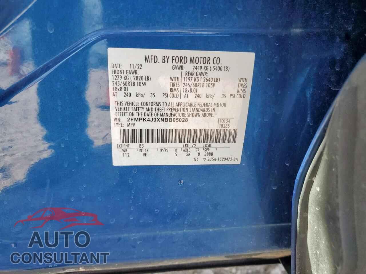 FORD EDGE 2022 - 2FMPK4J9XNBB05028