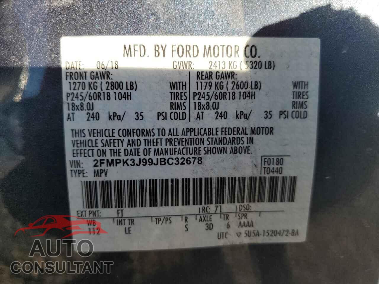 FORD EDGE 2018 - 2FMPK3J99JBC32678